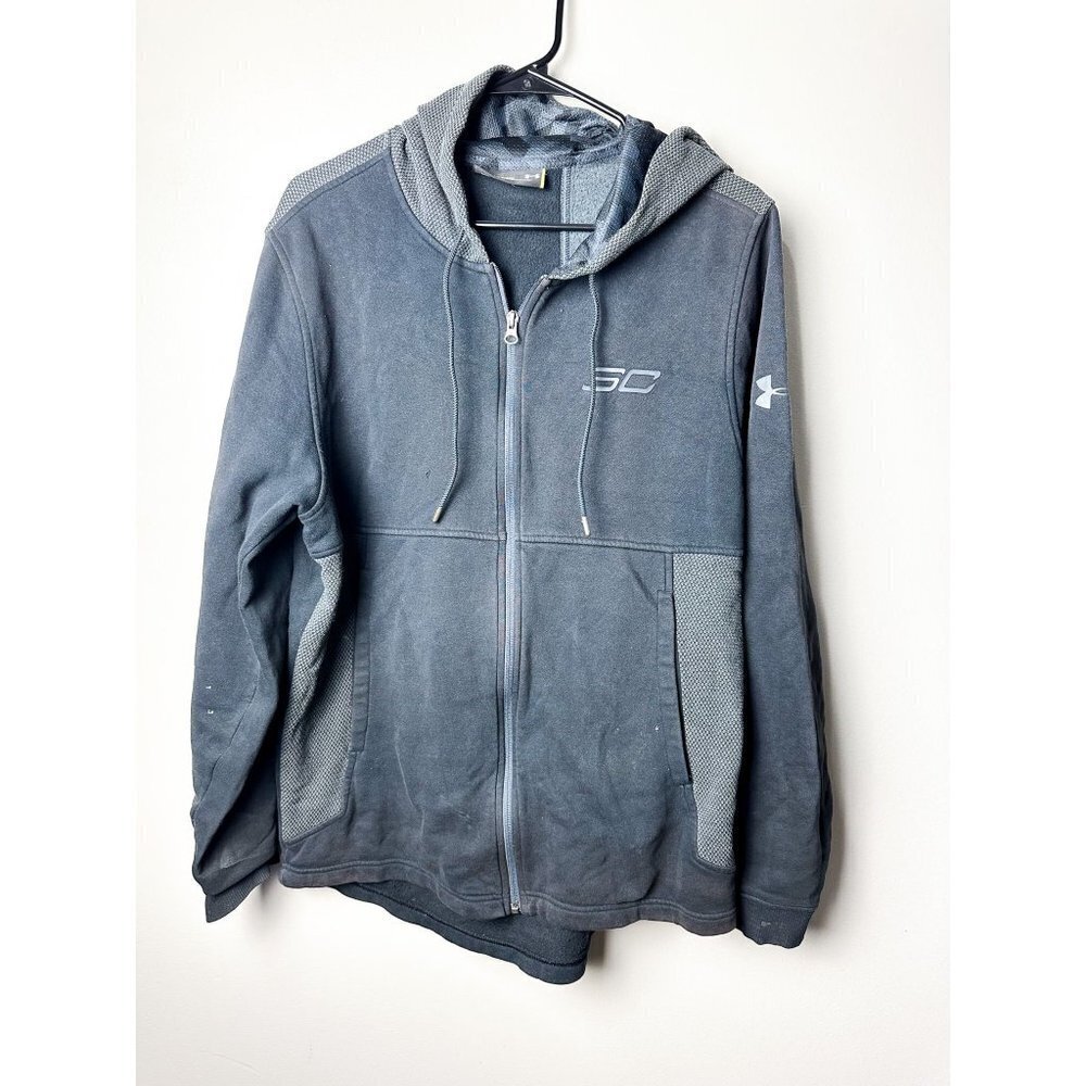 Under Armour 3D Logo Full Zip Hoodie Sweatshirt Large Black